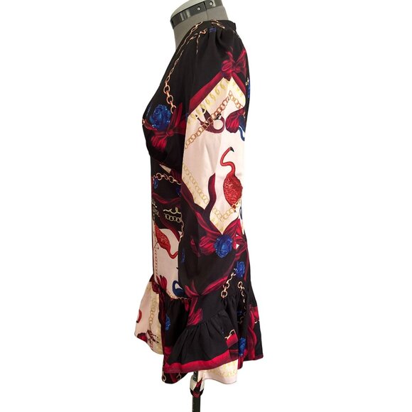 L'ATISTE By Amy Floral Baroque Print Long Sleeve Dress Size S - Picture 2 of 8